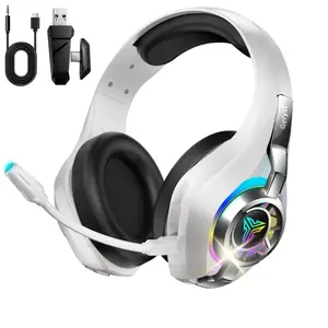 2.4GHz Wireless Gaming Headset for PS4/PS5/Xbox/Switch/PC, Bluetooth Over Ear Headphones with ENC Noise Cancelling Mic,7.1 Stereo Surround Sound, 40mm Drivers, RGB Light, 45H Battery Gaming Headphone