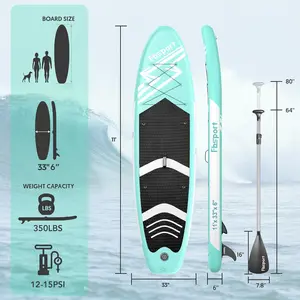 11' Premium Stand Up Paddle Board, Yoga Board with SUP Accessories & Carry Bag| Wide Stance, Surf Control, Non-Slip Deck, Leash, Paddle and Pump for Youth & Adult