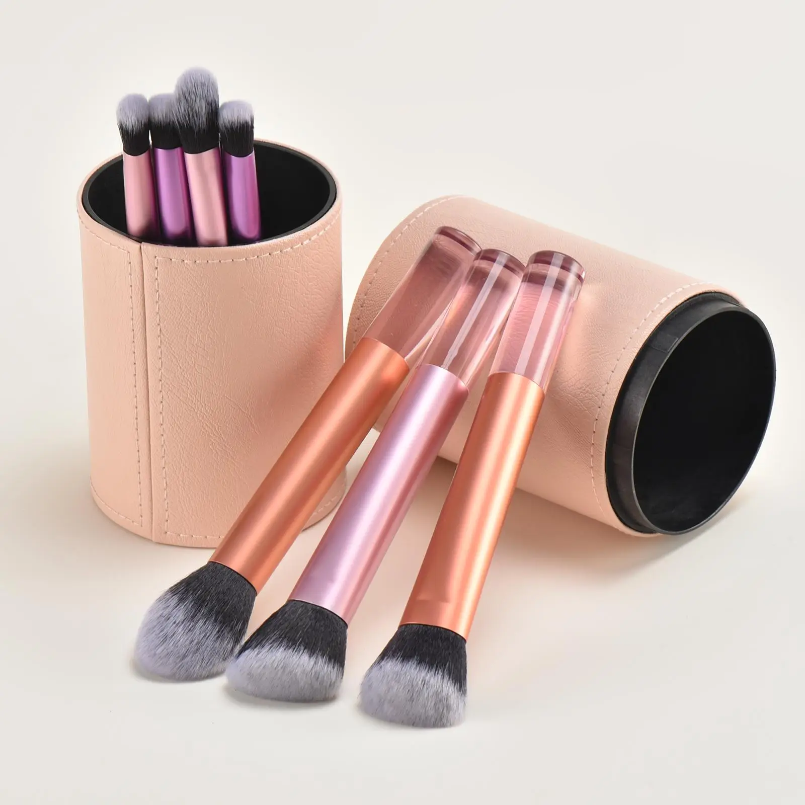 Makeup Brush Set with Clear Crystal Handle, 7 Counts Multi-use Makeup Brushes for Foundation & Powder, Soft Bristles & Comfortable Grip Make Up Brushe