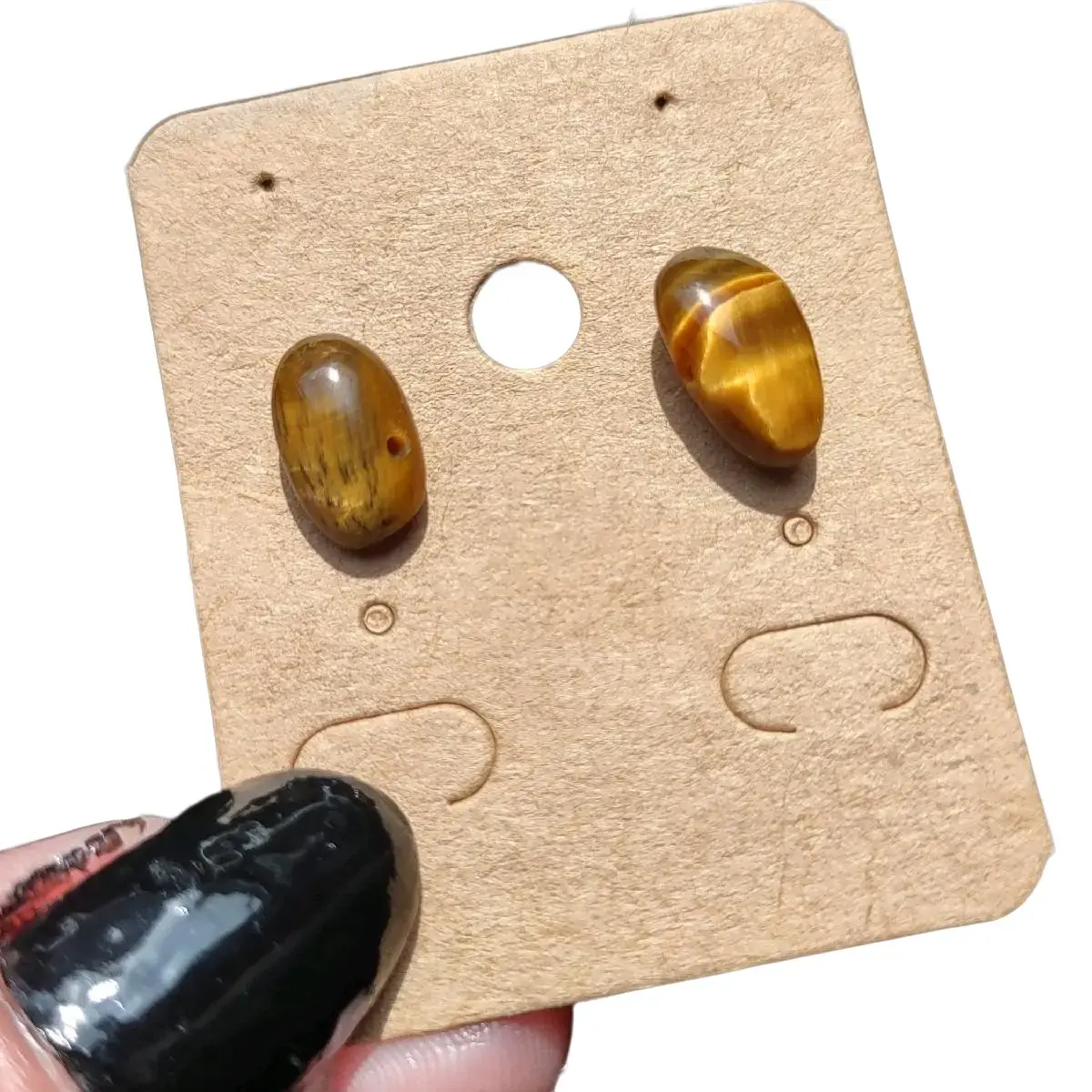 Sterling Silver Tigers Eye Earrings - Peg Style