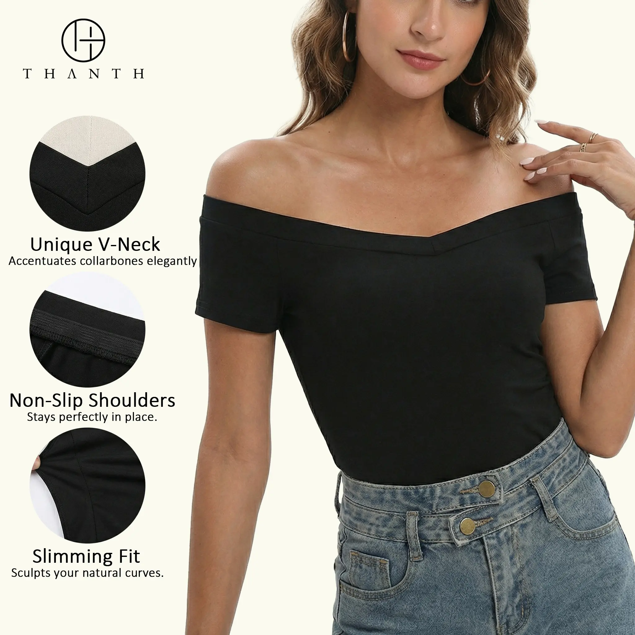 navy off shoulder top - TikTok Shop