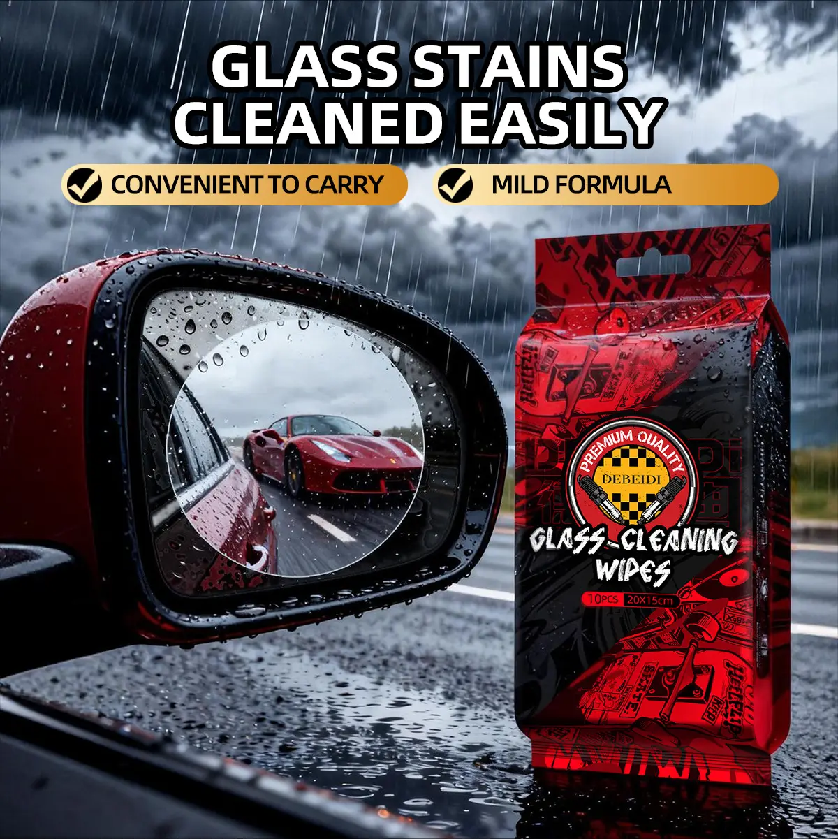 Car Detailing Interior Cleaning Wipes - Skin-Safe, Hygienic, Long-Lasting Travel-Size Wipes for Dashboard, Seats, Steering Wheel with Resealable Pouch