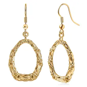Bamboo Drop Earrings 18K Yellow Gold Plated Bronze