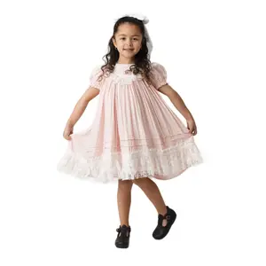 Pink Heirloom Girls' Dresses, Cute Dresses for Girls, Girls Heirloom Dress, Puff Sleeve, Cotton Kids Casual Clothing