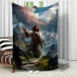 Christianity of Jesus Christ Flannel printed blanket suitable for all seasons suitable for living room office sofa and travel