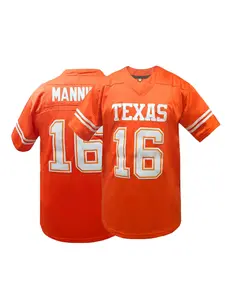 Men's Texas #16 American Football Jersey,V Neck Rugby Jersey,Breathable V-Neck Sportswear,Embroidered Loose Fit Short Sleeve T-Shirt,Unisex,All Seasons