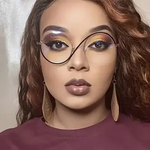 jewelry Stylish S-Shaped Metal Frame Glasses for Women & Men - Lightweight Durable Metal Frame, Clear PC Lenses, Half-Rim Circular Design for Parties, Photoshoots & Daily Wear, Party Eyewear, Chic Eyewear, Transparent Lenses