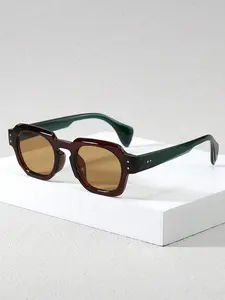 Unisex Vintage Rectangular Sunglasses, Trendy Casual Sunglasses for Everyday Use, Fashion Accessories for Outdoor Activities, Fashionable Sunglasses