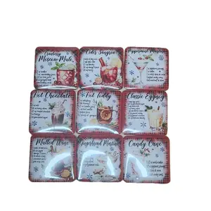 Christmas Drink Recipe Magnets Set of 9 High-Quality Decorative Refrigerator Magnets 2x2 Inches Personal Touch Kitchen Decor Gift Photo Unique Christmas Drink Recipe Designs