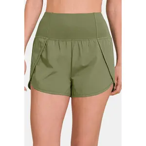 High-Waisted Zippered Back Pocket Active Shorts
