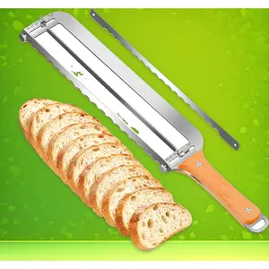 16IN Adjustable Bread Knife, Upgraded Stainless Steel Bread Slicer with Thickness Guide for Sourdough Baguettes Bagels, Homemade Bread Cutter Perfect Baker Gift