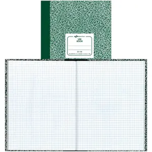 National Brand Lab Book, 5 x 5 Quad, Green Marble, 10.125 x 7.875 Inches, 60 Sheets (53108)