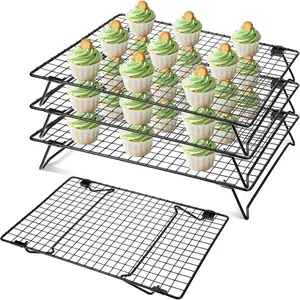 Cooling Racks for Cooking and Baking, 13.4" x 9.4" Cookie Cooling Racks, 4-Tier Stackable Carbon Steel Wire Cooling Rack for Baking, Cookie, Pizza, Cake, Roasting, Making Jerky