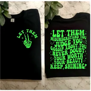 let them shirt motivational popular trendy retro Short Sleeve Top Cute Tshirt black and lime green graphic tee