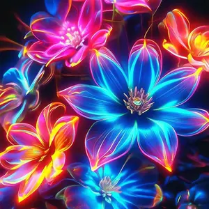 1pcs 5D DIY Handmade Diamond Painting Kit, 5D Diamond Art Set, DIY Decorations, Neon Floral Diamond Painting Kit Full Round Drill DIY, Mosaic, Diamond Art, DIY Art Home Decoration, DIY Craft Supplies, suitable for Halloween and Christmas.
