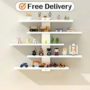 Adjustable Wall-Mounted Display Shelf with 5 Layers Storage Rack for Action Figures Mini Blocks & Collectibles Modern Home Decor Organizer