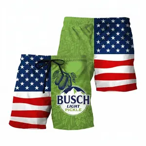Busch Light Pickle 4th of July Trunks - Funny Split-Color Shorts  - Summer Shorts - 4th of July Outfit - Patriotic Shorts - Party Shorts - Vacation Outfit - Beer Lovers Gift - USA Style - Tropical Shorts - Summer Shorts
