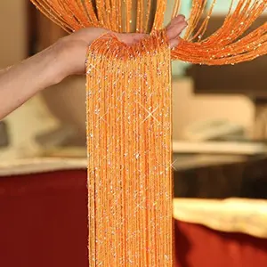 Orange Colorful Door Curtain, Elegant Faux Pearl Decor Curtain, Multifunctional Window Decoration for Home Living Room Bedroom Hotel, Room Decoration Ornaments