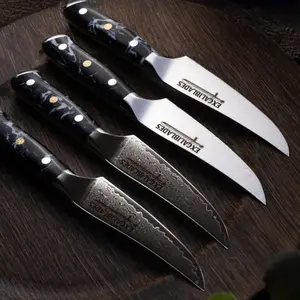 Excaliblades Steak Knife Set (4-Piece) – VG-10 Damascus Steel, G10 Handles