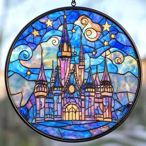 Disneyland Castle Suncatcher: Vintage Stained Glass Window Ornament