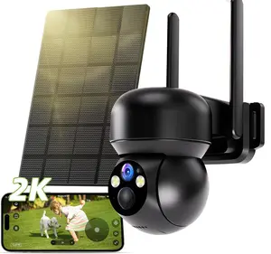 2-Pack Solar LTE Outdoor Security Camera with Solar Panels, 4G LTE Cellular Trail Camera with Night Vision, 360 °     Live Video, PIR Motion Alerts, 2.7K Color, Remote Access for Farm/Jobiste Wireless Audio