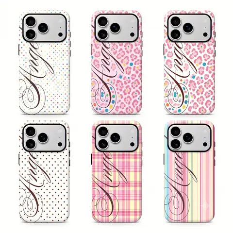 Y2K Coquette "Angel" Script Shockproof TPU Smartphone Cover - Pink Polka Dot Aesthetic Case with Button Protection, Anti-Fingerprint, Comfortable Grip for iPhone 15,18 Pro Max,17,16,14,13,12,11 & Samsung S21,S22,S23,S24,S25,S26 (Phone Accessories)