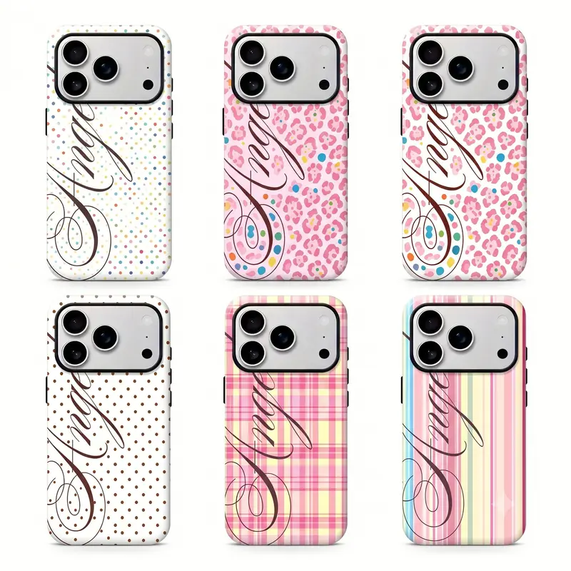 Y2K Coquette "Angel" Script Shockproof TPU Smartphone Cover - Pink Polka Dot Aesthetic Case with Button Protection, Anti-Fingerprint, Comfortable Grip for iPhone 15,18 Pro Max,17,16,14,13,12,11 & Samsung S21,S22,S23,S24,S25,S26 (Phone Accessories)