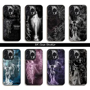 Gothic Cyber Sigili Angel Cross Y2K Black Style  Phone Case For iPhone 17 16 15 14 13 12 Pro Max Plus Anti Fall Birthday And Holiday Gifts Case Cover