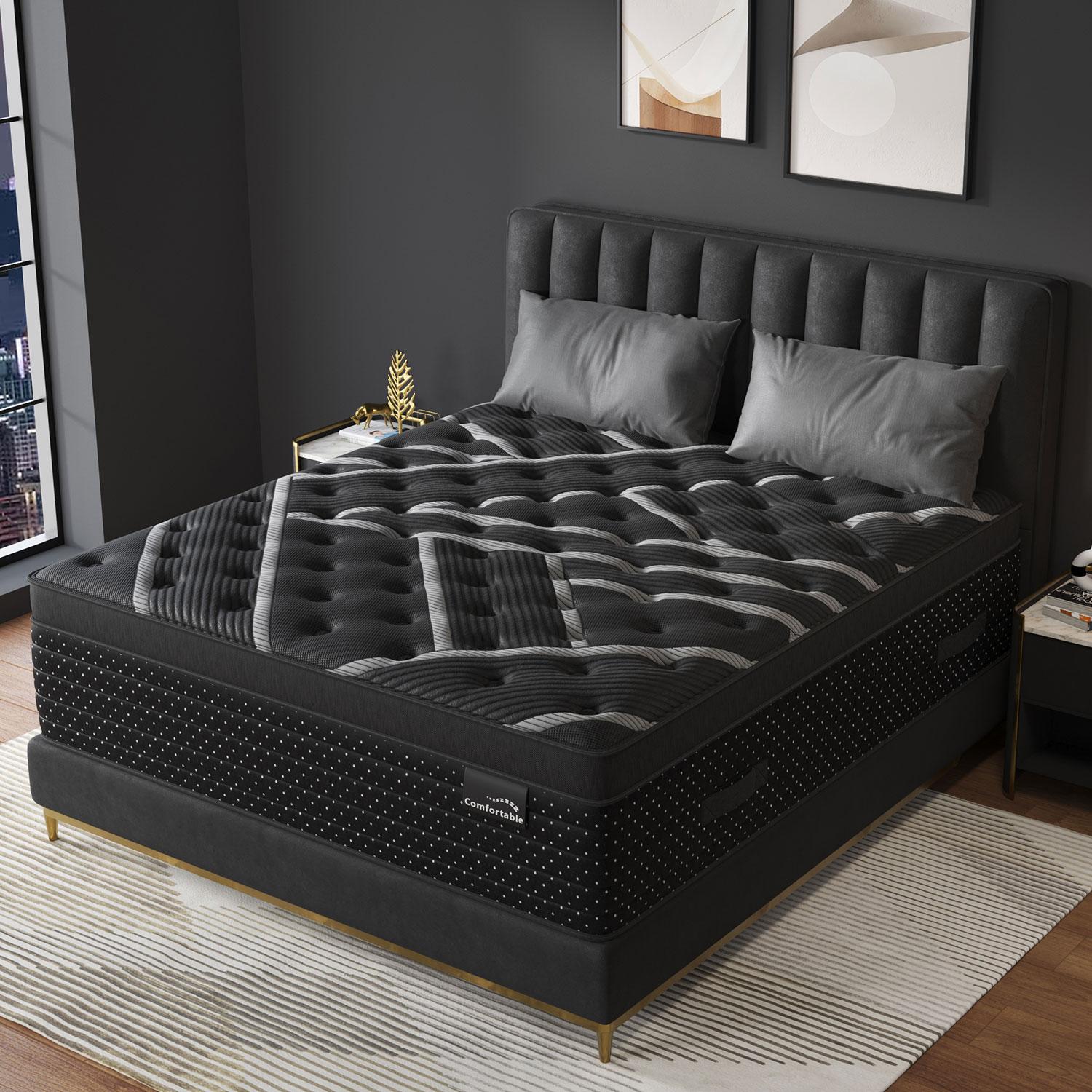 12/14 Inch Memory Foam Mattress Hybrid Pocket Spring Twin Full Queen King Mattress In A Box -Euro Top Mattresses Medium Firm For Motion Isolation, Edge Support, 100 Night Trial