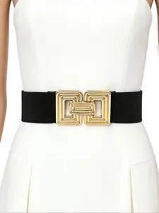 Women's Elastic Waist Belt with Buckle, Exquisite Belt, Trendy Belt, Fashionable Adjustable Waist Cincher, Perfect for Dresses and Coats, Elastic Stretch Belts
