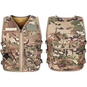 Kids Tactical Vest,45CM Adjustable Nylon Children Outdoor Game Vest t with Multiple Pouches for Playing Game CS