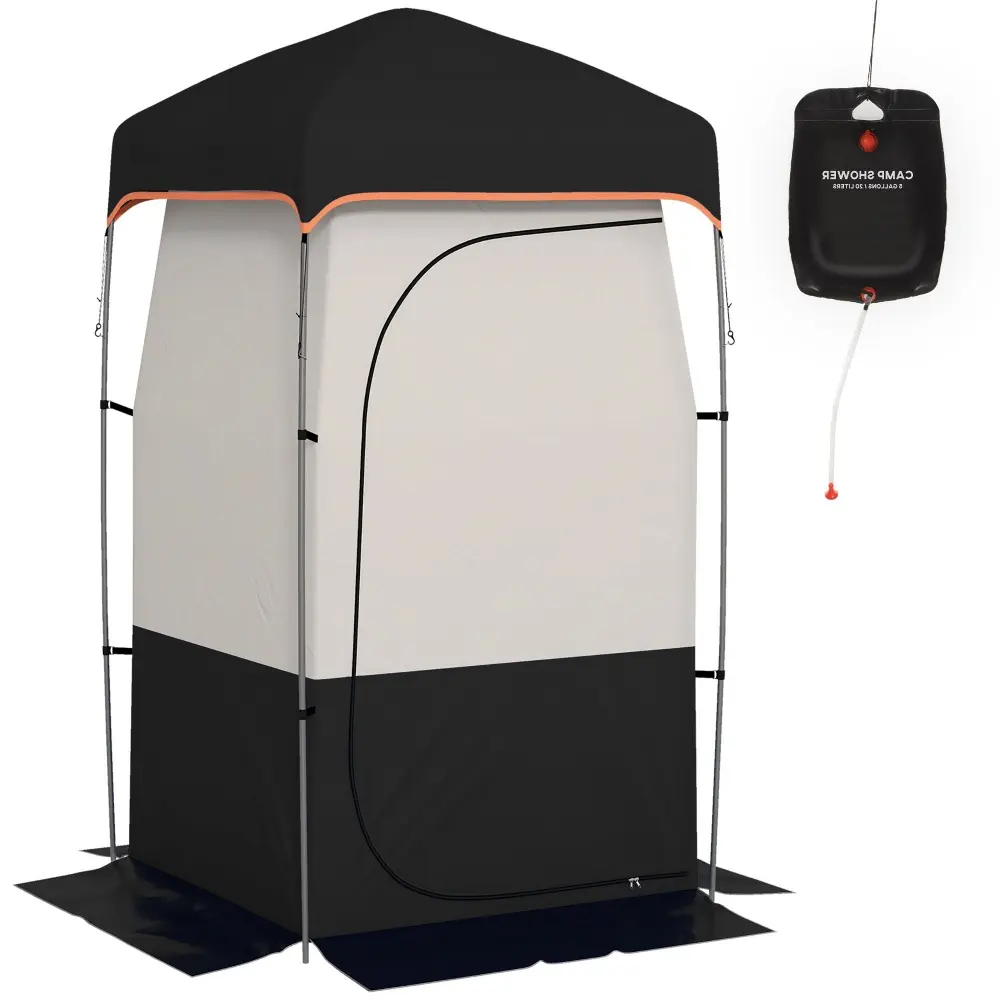 Pop-Up Camping Privacy Tent, 5.3 Gal Solar Shower Bag Included, Portable Outdoor Shelter for Camping, Beach