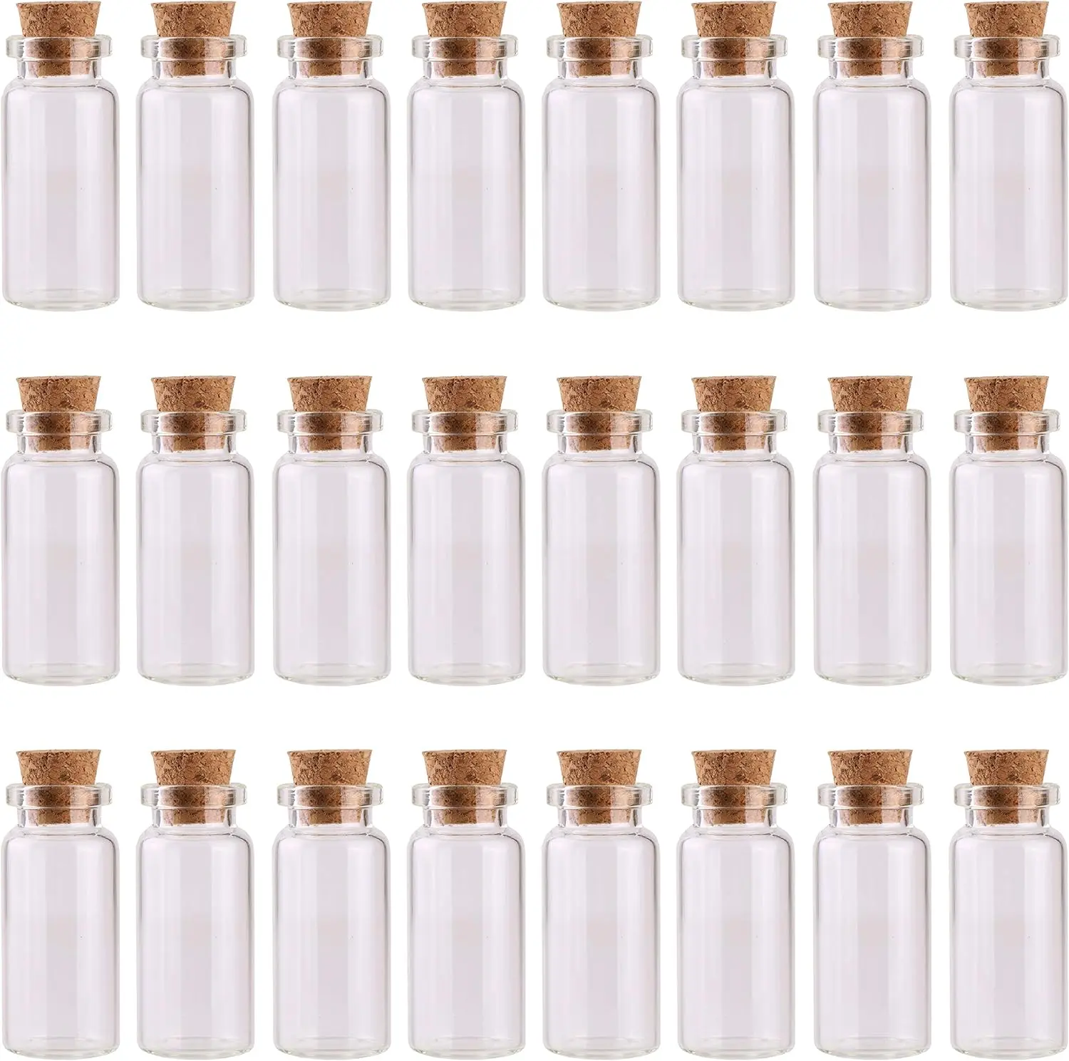 24PCS 10ml Glass Bottles Mini Vials with Cork Stoppers for DIY Decoration and Wedding Party Favors