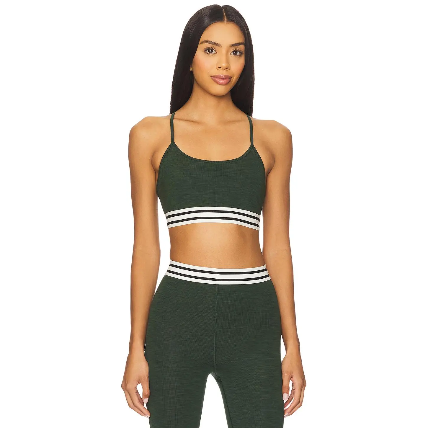 Splits59 Cali Active Rib Sports Bra in Heather Military