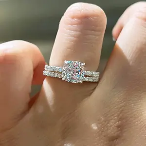 Maxine Excellent 2.0ct Cushion Cut Engagement Ring Set,Bridal Ring Set,5A Cubic Zirconia Women's Ring Jewelry,Wedding Ring Set for Daily,Travel,Proposal,Birthday,Anniversary