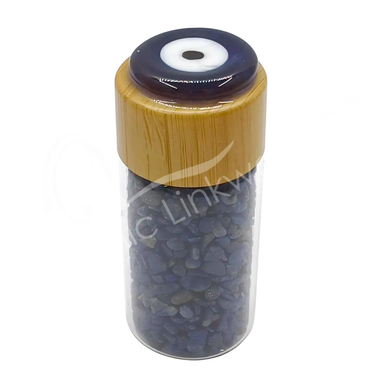 (PC) BOTTLE - CHIPS STONES LAPIS LAZULI WITH EVIL EYE 2"H X