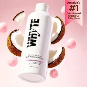 WHYTE Organic Oil Pulling Rinse | Maximum Oral Detox, Coconut Oil Mouthwash, Teeth Whitening + Fresh Breath, Alcohol & Fluoride Free, Bubblegum, 8 fl oz