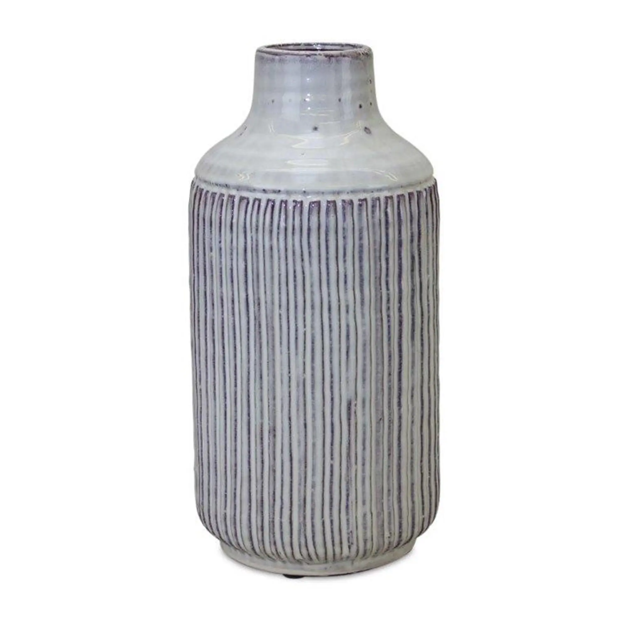 Rustic Ribbed Terra Cotta Vase 12.25"H