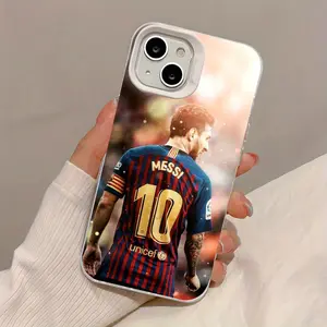 Football Star Messi Pattern for iPhone Case, Shockproof with Lens Protection, White TPU, Compatible for iPhone 11/12/13/14/15/16/17/Air Pro Max