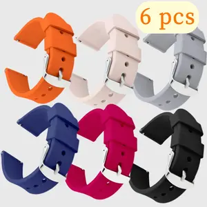 6 Pcs Watch Straps, Soft Silicone Quick Release Watch Bands, Smart Watch Strap, Durable & Comfortable Design, Perfect Replacement Accessory