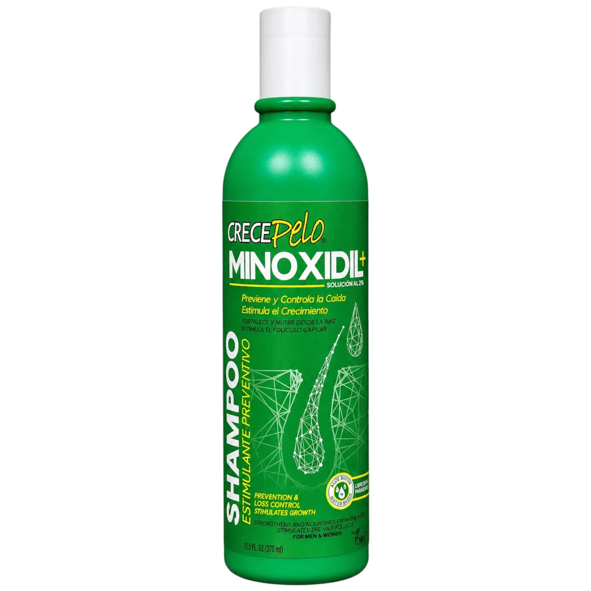 CrecePelo, Minoxidil, Shampoo 12.5oz, Estimulante Preventivo, Pack of 1.