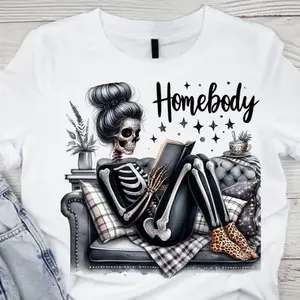 [100%25 Cotton] Cotton Short Sleeve  T-Shirt HOMEBODY GLITTER SKELLY Unisex Super Soft Comfort Tshirt T-Shirt For Men And Women