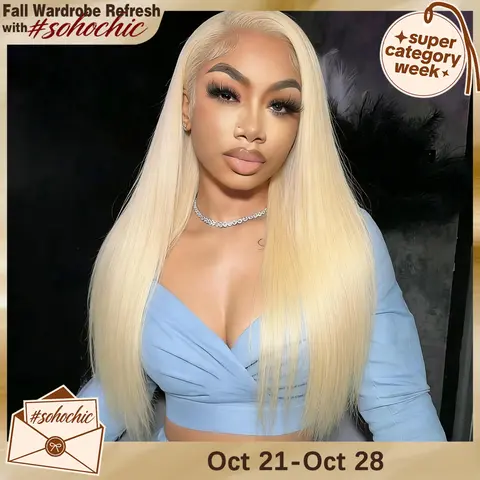 STERLY 200% Density #613 Blonde 13x6 Long Straight Full Lace Frontal Wigs Fashion Color blonde Wig Smooth HD Transparent Lace Front Wig #sohochic