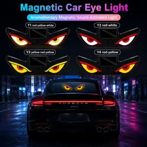 Car Rear Window Dynamic LED Screen - Solar & USB Rechargeable Vampire Devil Eye Emoji Display, Night Driving Ambient Warning Decorative Light for Cars, SUVs