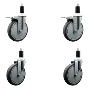 Service Caster SCC-EXTTL20S614-TPRB-2-S-2-138 Thermoplastic Rubber Swivel Expanding Stem Caster with 6 in. Gray Wheels & 1.38 in. Stems - Set of 4
