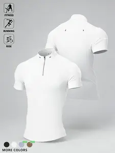 Men's Half-Zip Tight Fit T-Shirt, Quick-Dry Sports Tee, Breathable High-Elastic Training Top, Ideal for Gym, Running, Cycling, Workout Apparel, Men's Gift