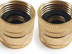 2 Pack 3/4" Brass Garden Hose Connector with Dual Swivel for Male Hose to Male Hose, Double Female