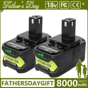 2 Packs 8.0Ah 18 Volt High Capacity Replacement for Ryobi 18V Battery 8000mAh, Compatible with Ryobi 18 Volt Lithium ion Battery P108 P107 P105 P104 P103 P102 Cordless MAX Power Battery Tools lithium-ion Batteries Pack flexvolt #fathersdaygift