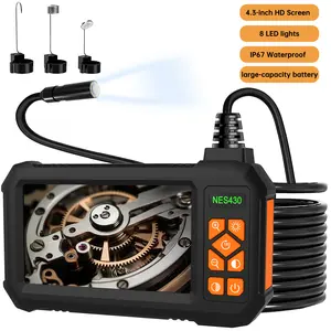 16.5ft Snake-rigid Cable Industrial Black Endoscope Borescope Camera with 8 Adjustable LED Lights,4.3''HD Screen Digital Camera, IP67 waterproof 8.0mm Camera,Multifunstional Inspection Tools for Car,Plumbing,Sewer,Home Appliance,Pipe Maintenance,Man Gift