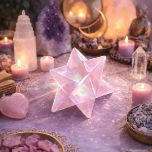 Angel Aura Rose Quartz Merkaba  Heart Chakra • Sacred Geometry • Altar Crystal